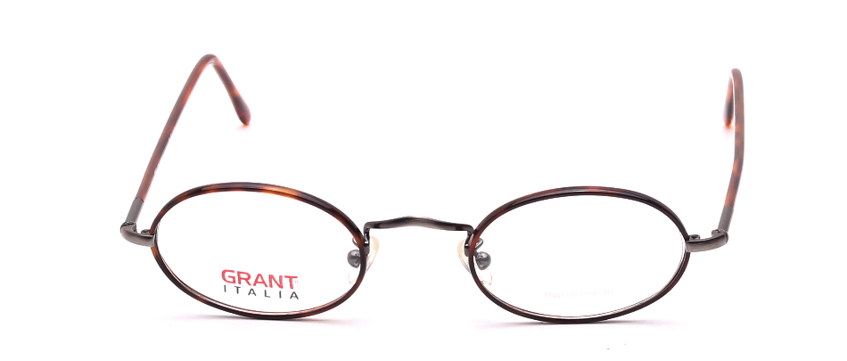 Oval metalframe antique Silver with brown cellrim Retro Style made in italy