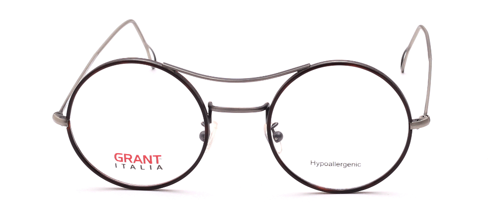 Round metalframe antique Silver with brown cellrim Retro Style made in italy 