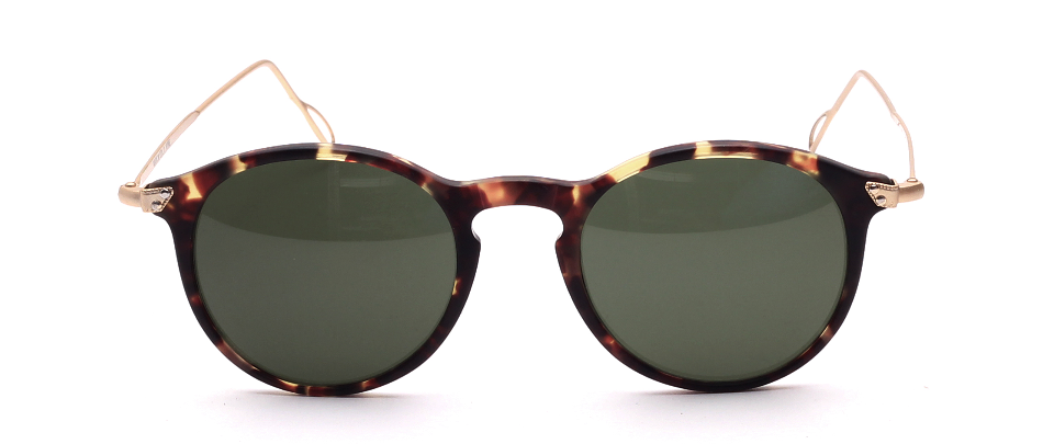 Panto sunglasses with brown and clear frame matte Gold bows Unisex made in Italy